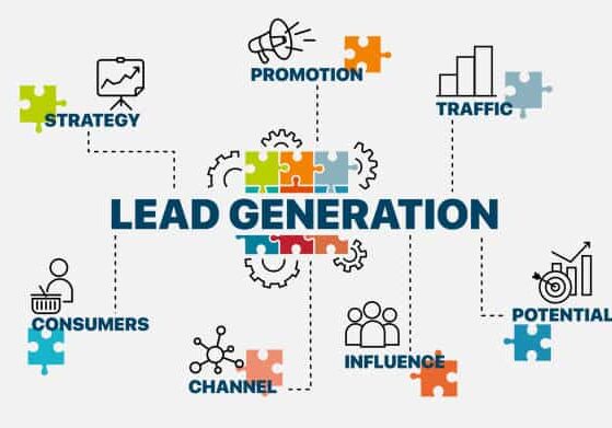 Lead generation concept. Infographics. Chart with keywords and icons. Lead generation vector illustration.